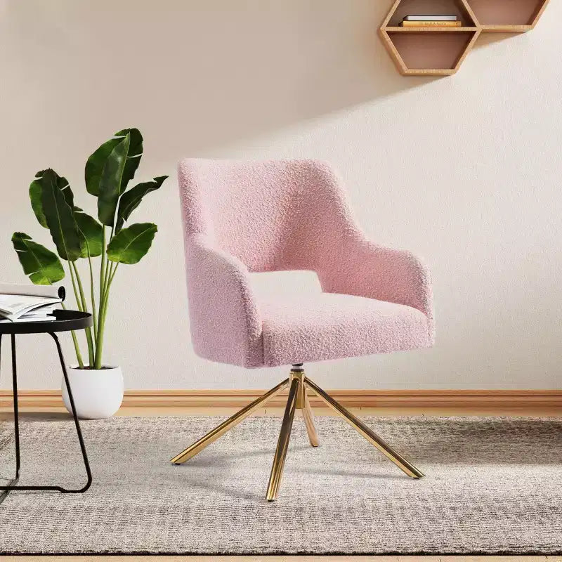 Fauteuil pivotant Genevieve de style moderne du milieu du siècle, avec revêtement en bouclé, par WestinTrends