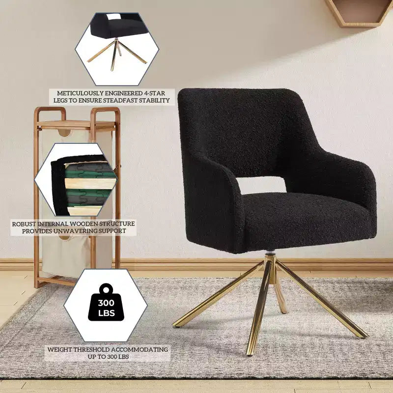 Fauteuil pivotant Genevieve de style moderne du milieu du siècle, avec revêtement en bouclé, par WestinTrends