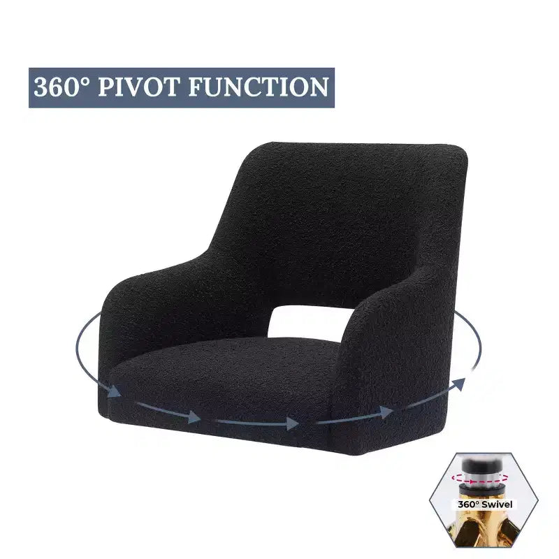 Fauteuil pivotant Genevieve de style moderne du milieu du siècle, avec revêtement en bouclé, par WestinTrends
