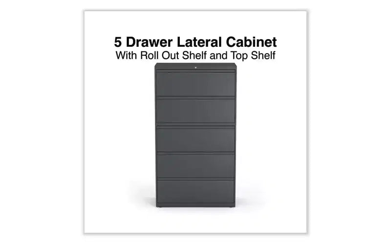 Alera Classeur latéral, 5 tiroirs pour dossiers format légal/lettre/A4/A5, anthracite, 36 x 18,63 x 67,63