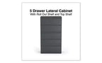 Alera Classeur latéral, 5 tiroirs pour dossiers format légal/lettre/A4/A5, anthracite, 36 x 18,63 x 67,63