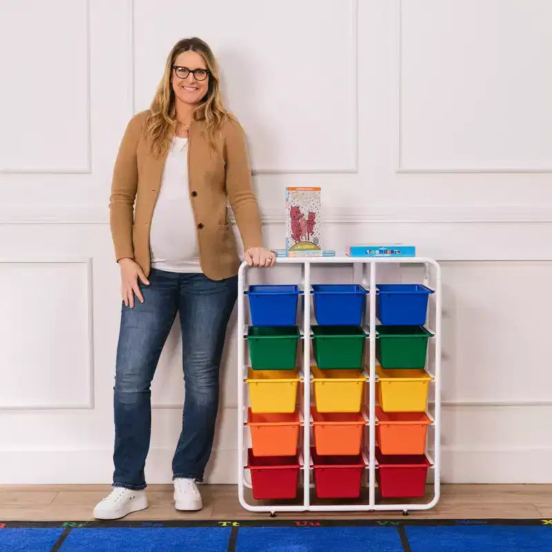 Étagère de rangement à 5 niveaux ECR4Kids avec 15 bacs de rangement, 5x3, organisation polyvalente