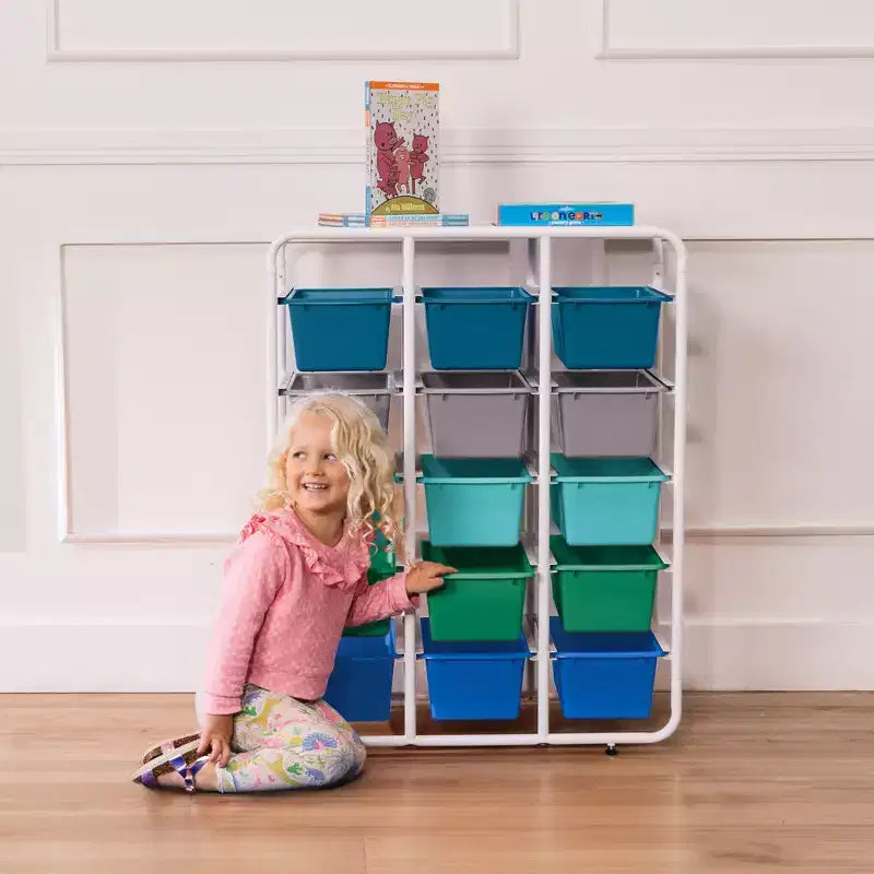 Étagère de rangement à 5 niveaux ECR4Kids avec 15 bacs de rangement, 5x3, organisation polyvalente