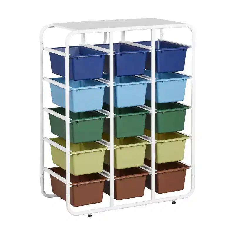 Étagère de rangement à 5 niveaux ECR4Kids avec 15 bacs de rangement, 5x3, organisation polyvalente