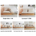 Canapé JASIWAY en coton lin beige avec cadre en bois