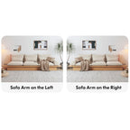 Canapé JASIWAY en coton lin beige avec cadre en bois