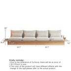 Canapé JASIWAY en coton lin beige avec cadre en bois
