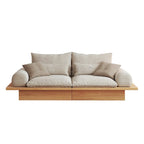 Canapé JASIWAY en coton lin beige avec cadre en bois