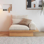 Canapé JASIWAY en coton lin beige avec cadre en bois