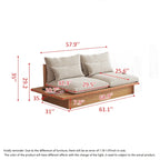 Canapé JASIWAY en coton lin beige avec cadre en bois