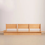 Canapé JASIWAY en coton lin beige avec cadre en bois