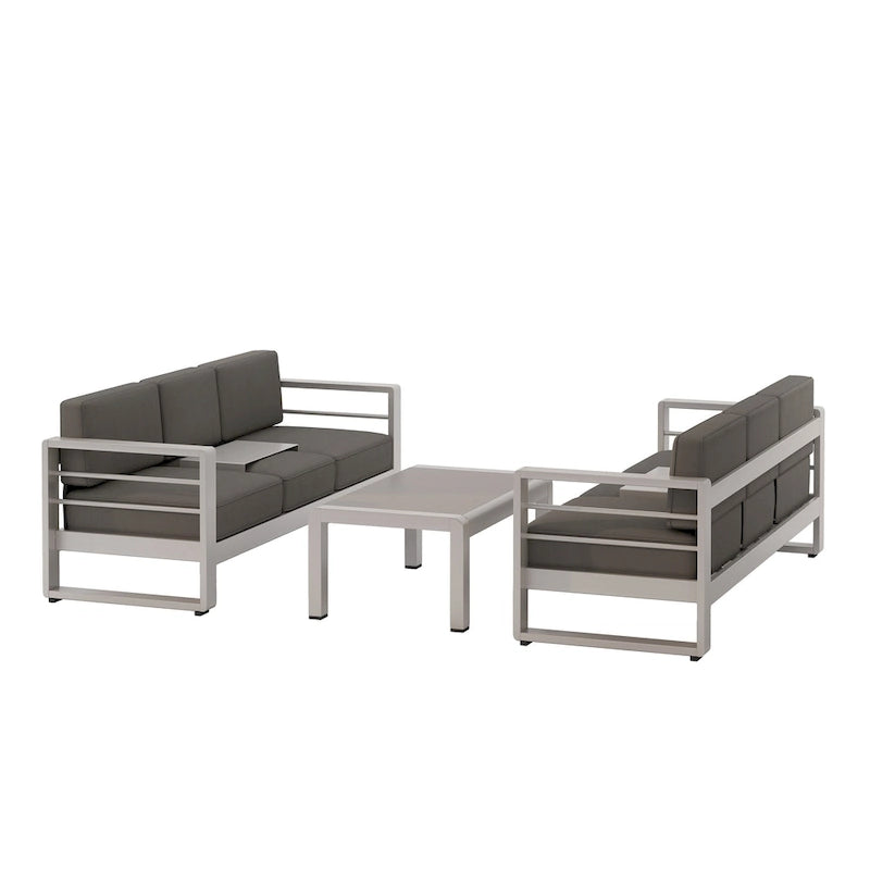 Ensemble de canapé 3 pièces en aluminium d'extérieur Cape Coral par Christopher Knight Home
