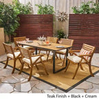 Ensemble de salle à manger rectangulaire 6 places en bois d'acacia Lovell Outdoor par Christopher Knight Home
