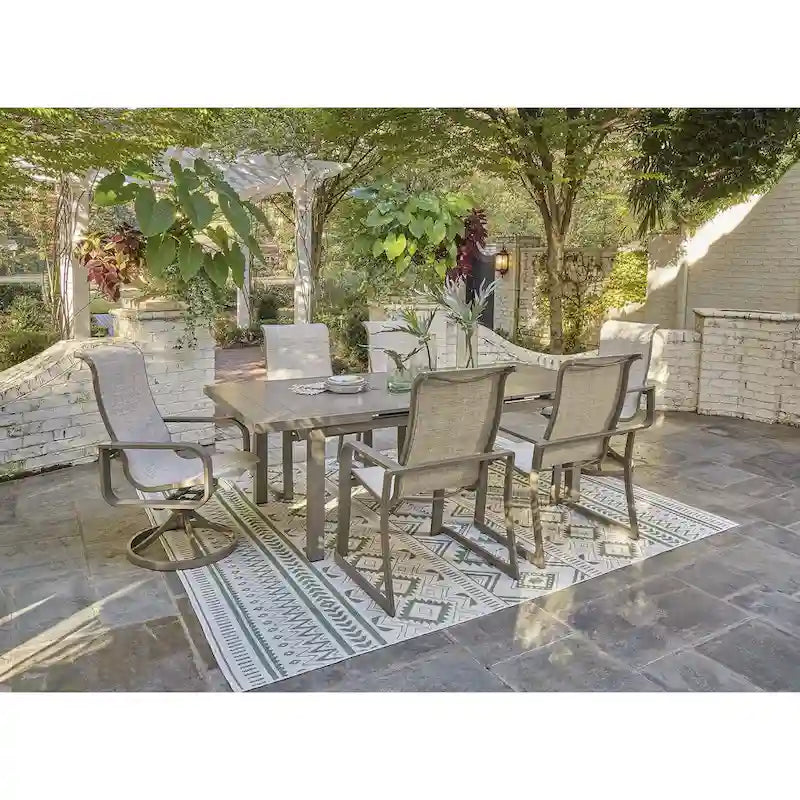 Signature Design by Ashley Beach Front Beige 7-Piece Outdoor Dining Package - 42W x 71/94D x 30H