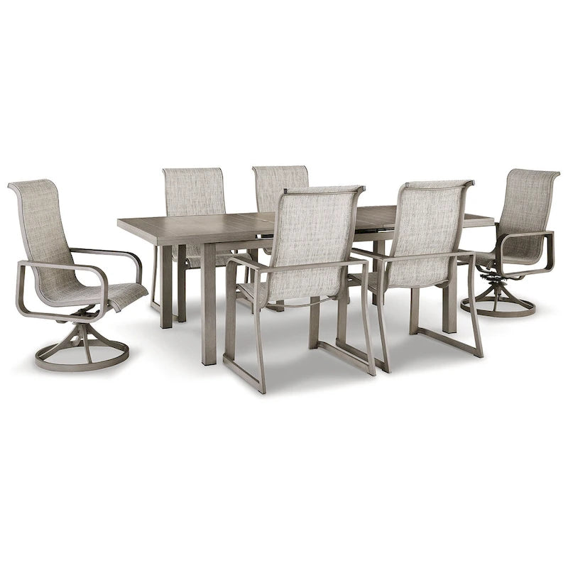 Ensemble de salle à manger d'extérieur 7 pièces Signature Design by Ashley Beach Front beige – 42W x 71/94D x 30H