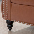 Canapé Chesterfield en similicuir à accoudoirs roulés avec coussins amovibles