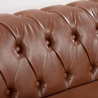 Canapé Chesterfield en similicuir à accoudoirs roulés avec coussins amovibles