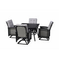 Ensemble de salle à manger d'extérieur 5 pièces Palmetto en aluminium et osier avec coussins - N/A