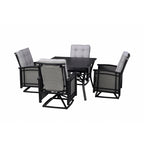 Ensemble de salle à manger d'extérieur 5 pièces Palmetto en aluminium et osier avec coussins - N/A