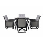 Ensemble de salle à manger d'extérieur 5 pièces Palmetto en aluminium et osier avec coussins - N/A