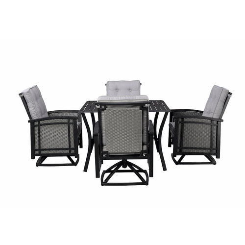 Ensemble de salle à manger d'extérieur 5 pièces Palmetto en aluminium et osier avec coussins - N/A