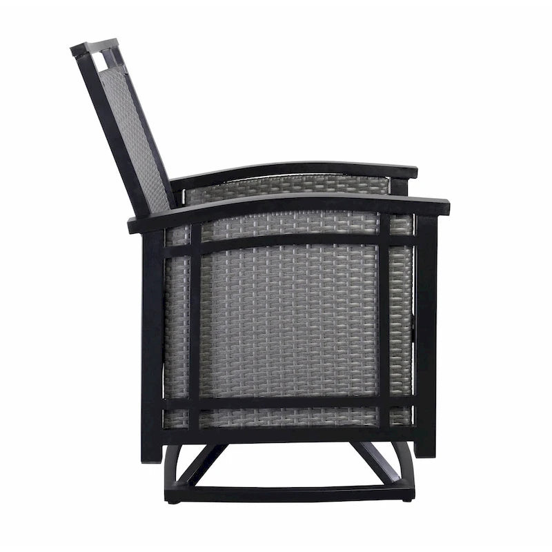 Ensemble de salle à manger d'extérieur 5 pièces Palmetto en aluminium et osier avec coussins - N/A