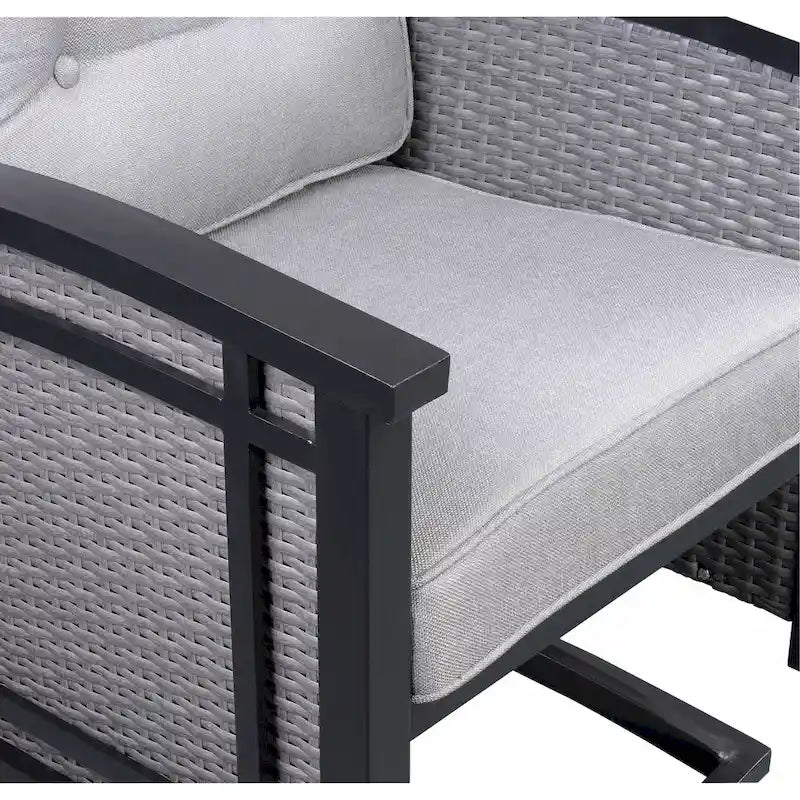 Ensemble de salle à manger d'extérieur 5 pièces Palmetto en aluminium et osier avec coussins - N/A