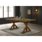 Ensemble de salle à manger 7 pièces en bois de style ferme moderne Enna de Roundhill Furniture avec table à tréteaux, finition bois flotté brossé