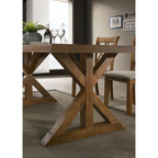 Ensemble de salle à manger 7 pièces en bois de style ferme moderne Enna de Roundhill Furniture avec table à tréteaux, finition bois flotté brossé