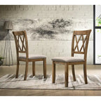 Ensemble de salle à manger 7 pièces en bois de style ferme moderne Enna de Roundhill Furniture avec table à tréteaux, finition bois flotté brossé