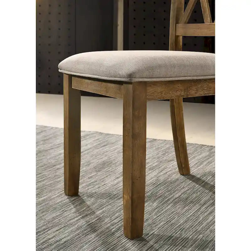 Ensemble de salle à manger 7 pièces en bois de style ferme moderne Enna de Roundhill Furniture avec table à tréteaux, finition bois flotté brossé