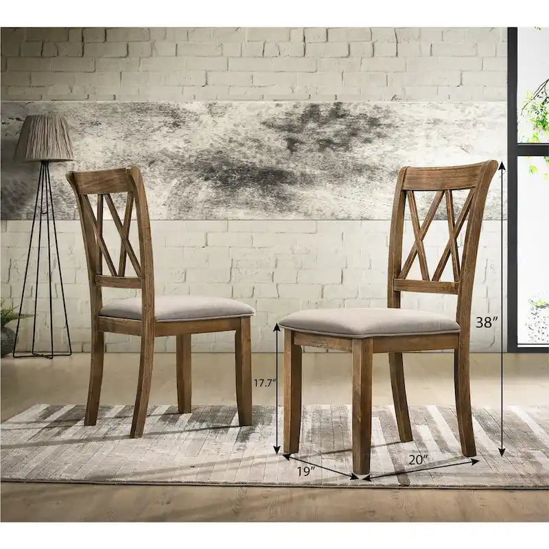 Ensemble de salle à manger 7 pièces en bois de style ferme moderne Enna de Roundhill Furniture avec table à tréteaux, finition bois flotté brossé