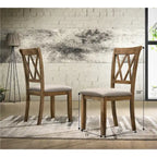 Ensemble de salle à manger 7 pièces en bois de style ferme moderne Enna de Roundhill Furniture avec table à tréteaux, finition bois flotté brossé