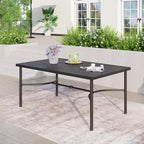 Ensembles de salle à manger de patio 7 pièces, 6 chaises en textilène et 1 table en métal avec trou pour parasol de 2,1 po