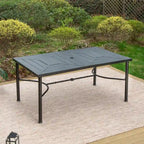 Ensembles de salle à manger de patio 7 pièces, 6 chaises en textilène et 1 table en métal avec trou pour parasol de 2,1 po