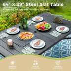 Ensembles de salle à manger de patio 7 pièces, 6 chaises en textilène et 1 table en métal avec trou pour parasol de 2,1 po