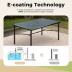 Ensembles de salle à manger de patio 7 pièces, 6 chaises en textilène et 1 table en métal avec trou pour parasol de 2,1 po