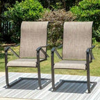 Ensembles de salle à manger de patio 7 pièces, 6 chaises en textilène et 1 table en métal avec trou pour parasol de 2,1 po
