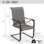 Ensembles de salle à manger de patio 7 pièces, 6 chaises en textilène et 1 table en métal avec trou pour parasol de 2,1 po