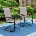 Ensemble de salle à manger 9 pièces, 1 table extensible en métal et 8 chaises en textilène à ressorts oscillants