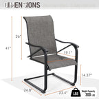 Ensemble de salle à manger 9 pièces, 1 table extensible en métal et 8 chaises en textilène à ressorts oscillants