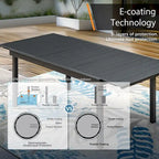Ensemble de salle à manger 9 pièces, 1 table extensible en métal et 8 chaises en textilène à ressorts oscillants