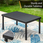 Ensemble de salle à manger 9 pièces, 1 table extensible en métal et 8 chaises en textilène à ressorts oscillants