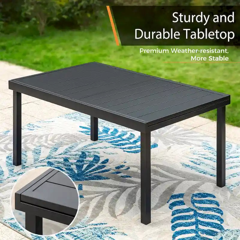 Ensemble de salle à manger 9 pièces, 1 table extensible en métal et 8 chaises en textilène à ressorts oscillants