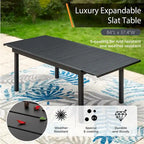 Ensemble de salle à manger 9 pièces, 1 table extensible en métal et 8 chaises en textilène à ressorts oscillants