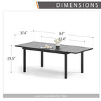 Ensemble de salle à manger 9 pièces, 1 table extensible en métal et 8 chaises en textilène à ressorts oscillants