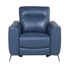 Fauteuil inclinable électrique en cuir pleine fleur bleu océan Steve Silver