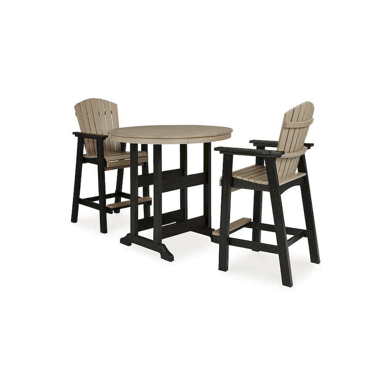 Ensemble de salle à manger d'extérieur 3 pièces Signature Design by Ashley Fairen Trail noir/bois flotté – 45,13 L x 45,13 P x 42 H