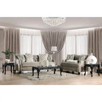 Canapé traditionnel Cram en chenille marron capitonné avec clous décoratifs par Furniture of America