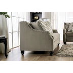 Canapé traditionnel Cram en chenille marron capitonné avec clous décoratifs par Furniture of America